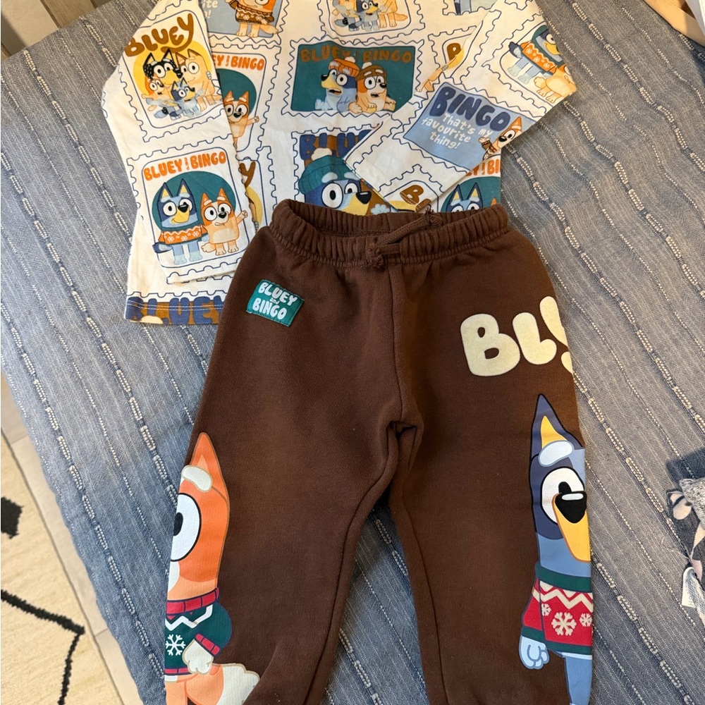 Zara Kids Bluey & Bingo Brown Jogger Set 18-24 Months